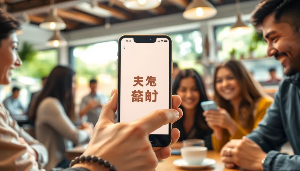 기프티콘 사용자가 기프티콘을 전송하는 밝고 따뜻한 카페 환경에서 소통하는 모습