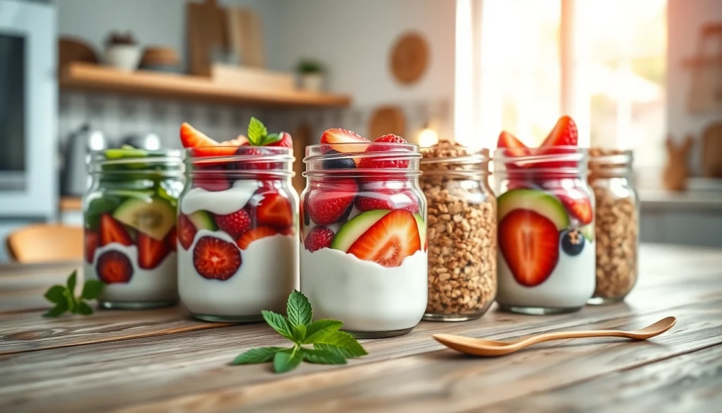 Create delicious breakfasts with https://masonjarbreakfast.com featuring vibrant fruits and yogurt jars.