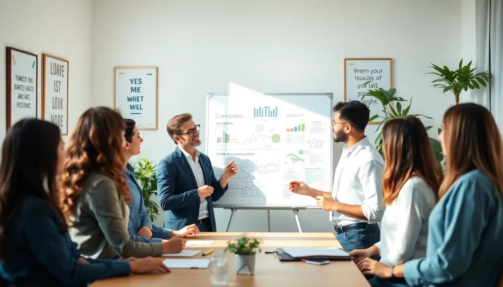 Enhancing mental health awareness through teamwork in a bright office setting.