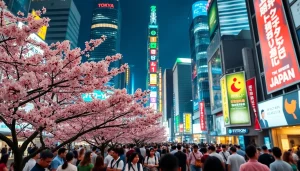 日本のトレンドトピックスを象徴する東京の夜の賑やかな街の風景