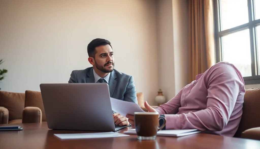 Grand Junction Personal Injury Lawyer advising a client in a modern office.