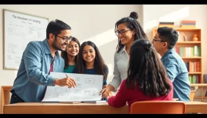 Engaged students receiving exam assistance in a vibrant classroom, highlighting the exam assistance industry.