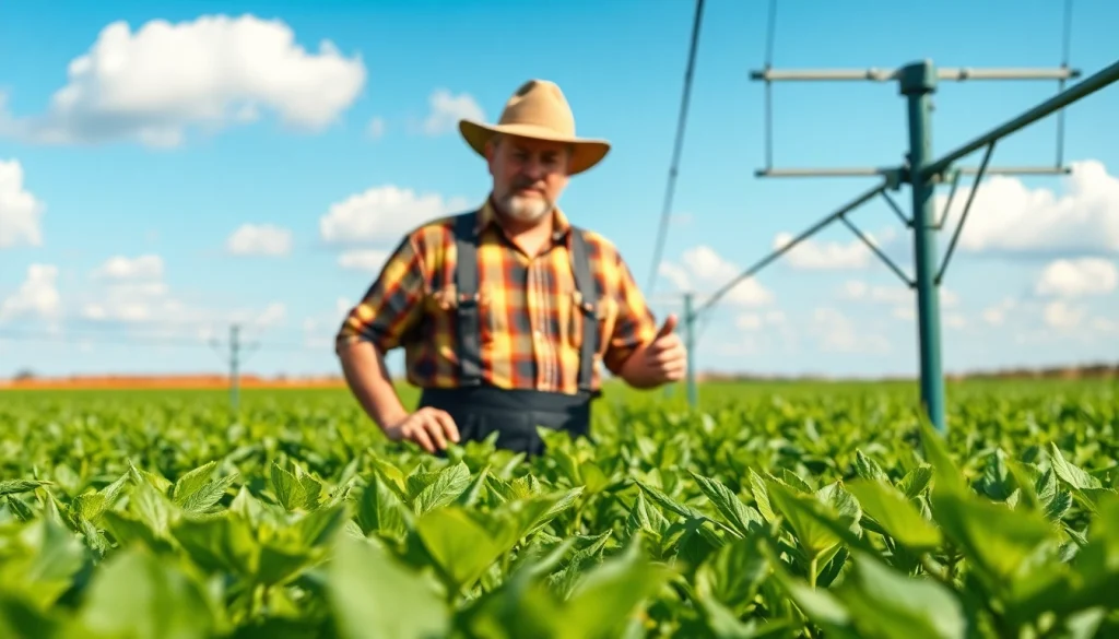 Enhancing land irrigation systems in a thriving agricultural field for optimal growth.