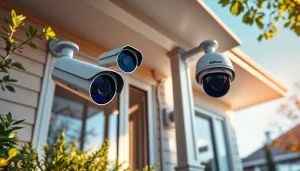 Cámaras Dahua exhibidas en un entorno residencial seguro con diseño moderno y iluminación cálida.