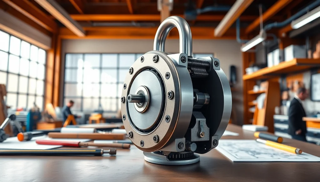 Freelock Mechanismus in einer hochmodernen Werkstatt präsentiert, innovatives Design und Funktionalität.