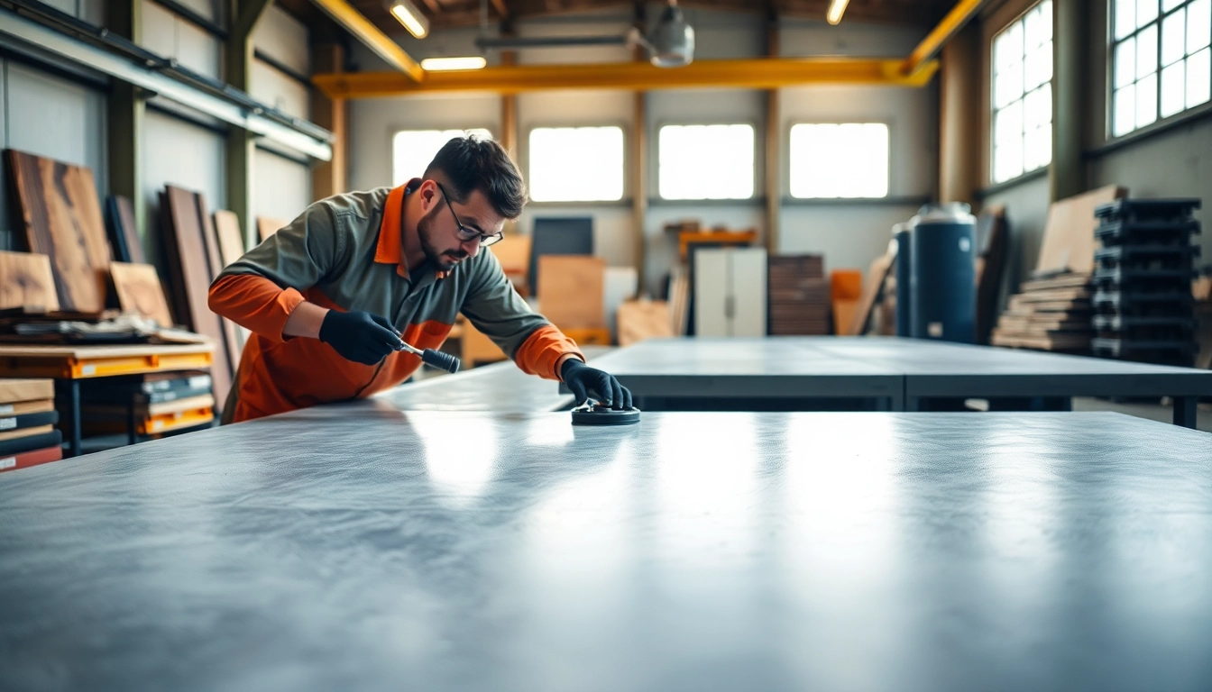 Implementing surfacing solutions with precision in a professional workshop setting.