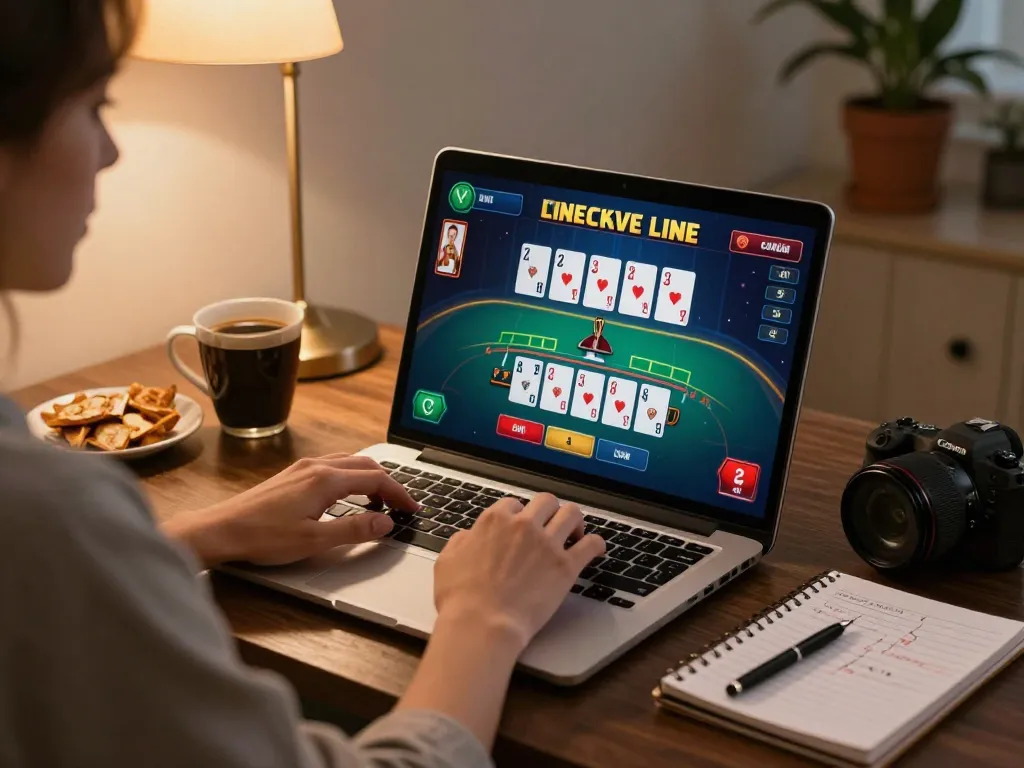 Play blackjack online at 388bet from a cozy home office setup with strategic notebooks