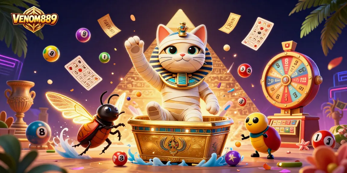 Experience thrilling gameplay with VENOM889, featuring a dynamic pyramid casino scene filled with exciting gambling elements.