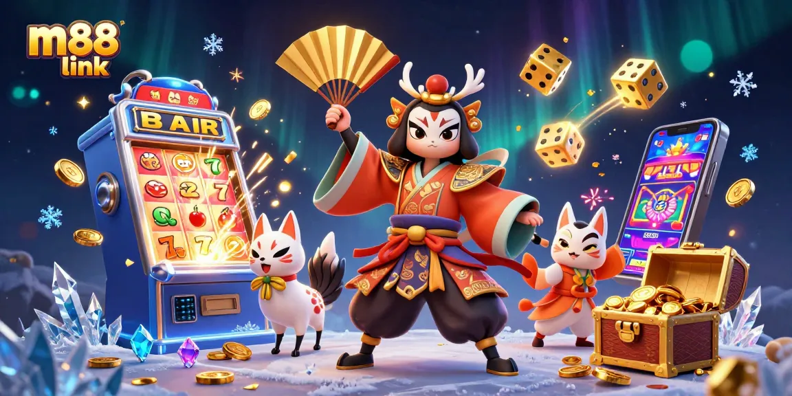 Experience thrilling gameplay with m88 link in this vibrant casino-themed illustration.