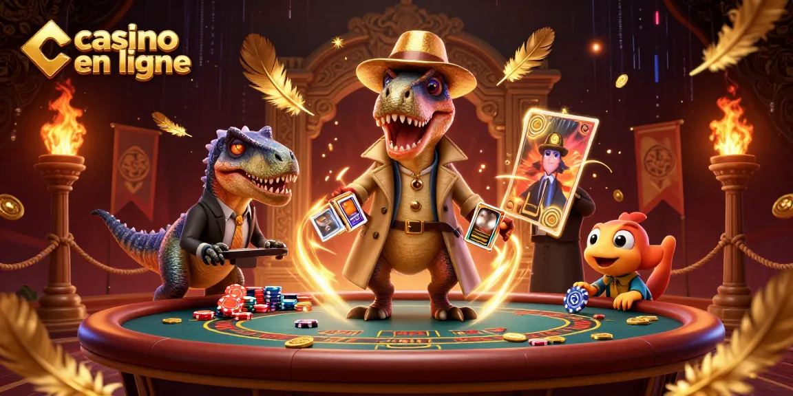 Jouer à des jeux palpitants de casino en ligne avec des personnages animés dans une scène dynamique remplie de détails.