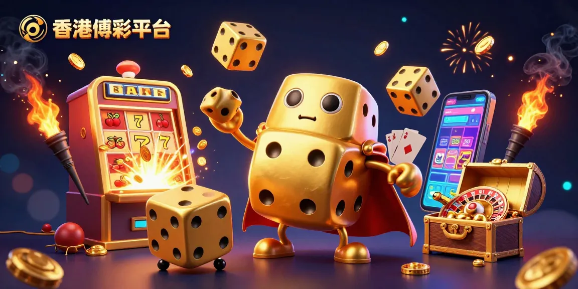在此香港博彩平台的精彩场景中，3D卡通金色骰子巨人展现出动态的互动与丰厚的赌场元素，吸引玩家参与游戏。