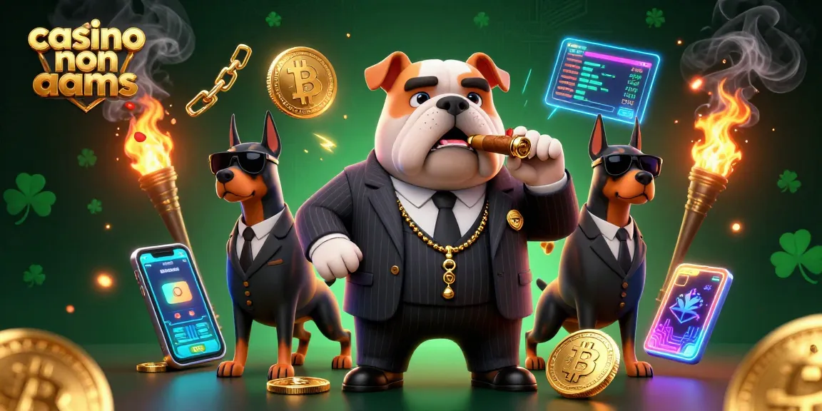 Gioca nei migliori casino non AAMS con il bulldog mafioso e i suoi scagnozzi in un'illustrazione 3D vibrante.
