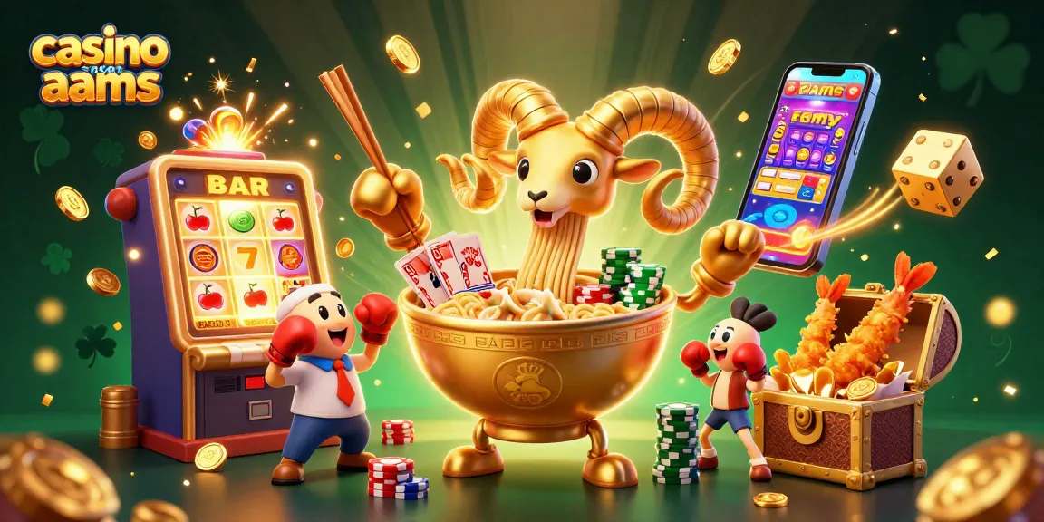 Gioca nel casino non aams con il ramen gigante che distribuisce carte e gettoni d'oro.