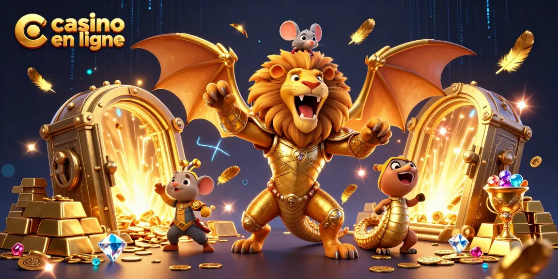 Jouez à casino en ligne avec cette illustration 3D de machines à sous et trésors