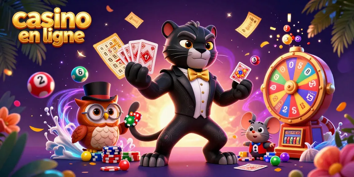 Jouez dans un casino en ligne avec des personnages fantastiques dans une scène dynamique et colorée.
