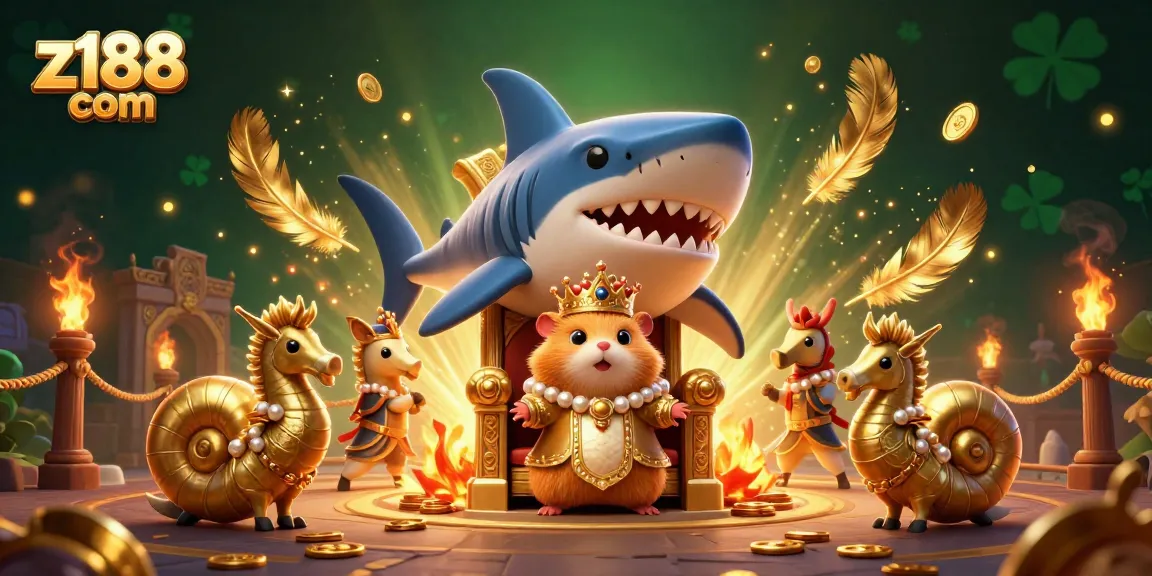Engage with z188 com through a royal hamster king's thrilling casino adventure amidst dynamic game elements.
