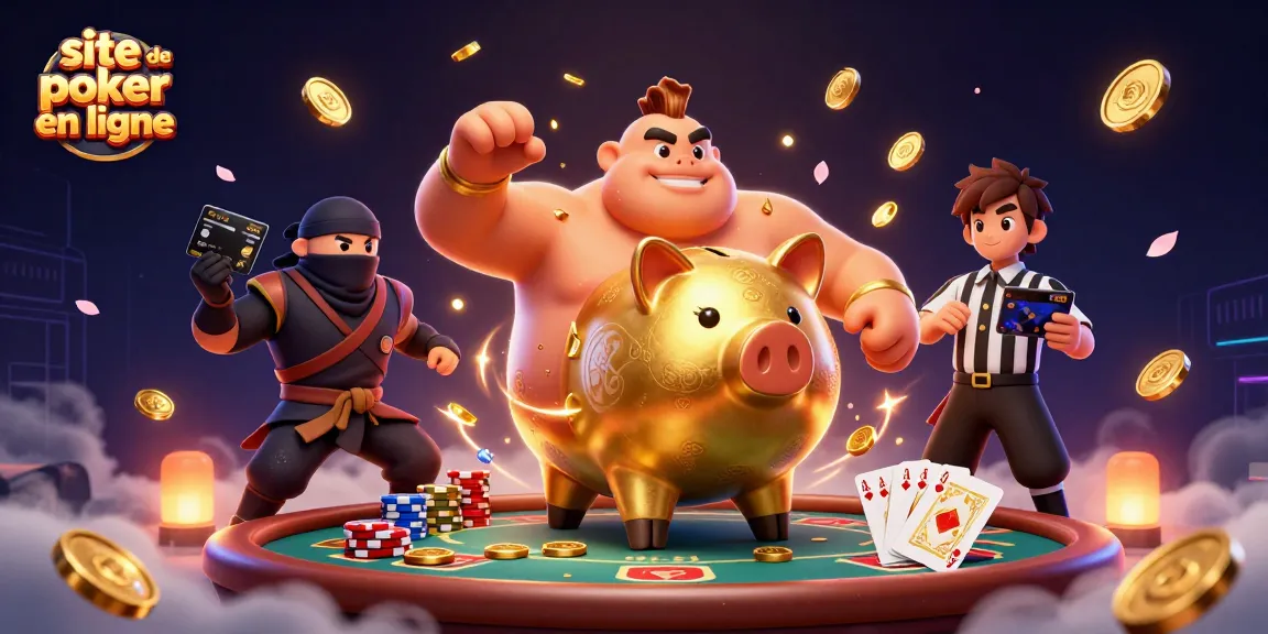 Jouez au poker en ligne sur des sites de poker en ligne avec des personnages animés et des éléments de jeu en action.