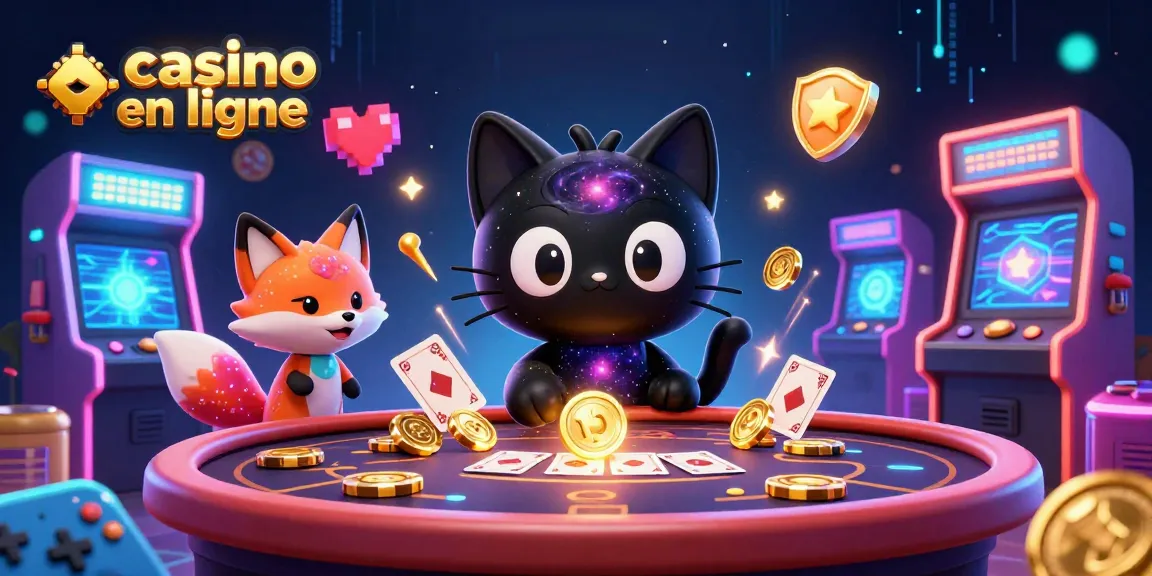 Visualisez un chat noir de casino en ligne attirant des jetons d'or dans une table galactique.