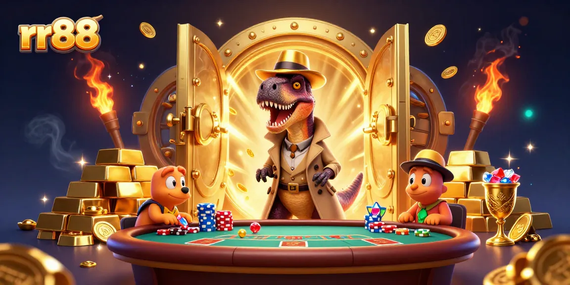 Experience thrilling action at rr88 with a sly velociraptor counter at a blackjack table.