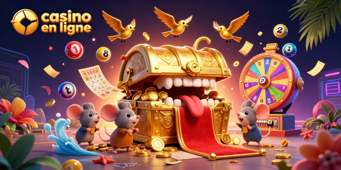 Des coffres au trésor dorés attirent les joueurs vers un casino en ligne dynamique rempli de jeux et de loteries.